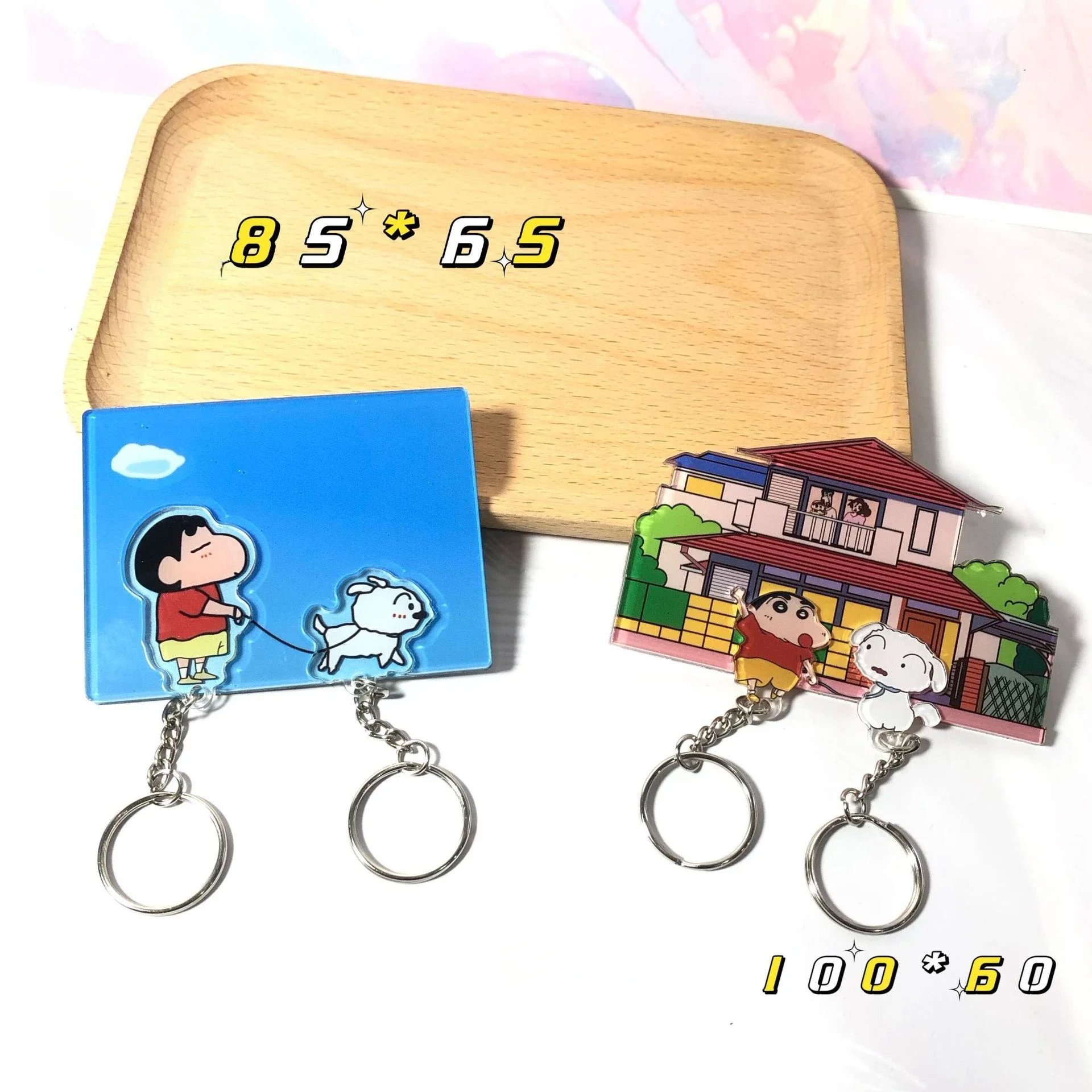 Crayon Shin-chan Disney Mickey Mouse Couple Keychain Pendant Acrylic Refrigerator Magnet Anti-Lost Hanger Entry Door Decoration