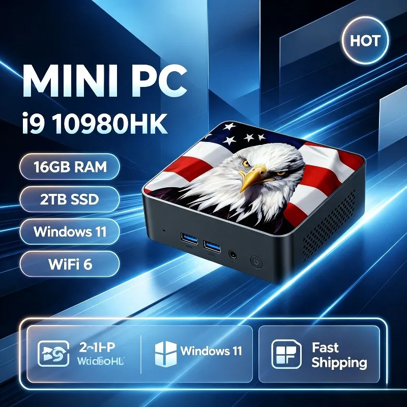 Intel i9 10980HK Win11 Mini PC Gaming , 16GB RAM, 1TB/2TB SSD, Wifi6, BT5.2, Portable Desktop Computer for Office & Gamer.