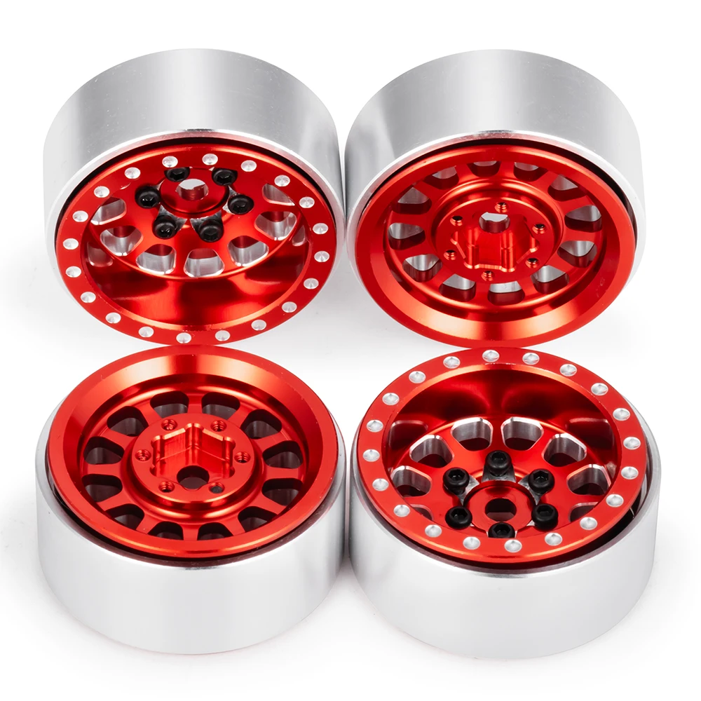 AXSPEED 4Pcs Aluminum Alloy 1.0 Beadlock Wheel Rim Wheels Hubs for 1/24 Axial SCX24 AX24 FCX24 FMS 1/18 TRX4M Upgrade Parts