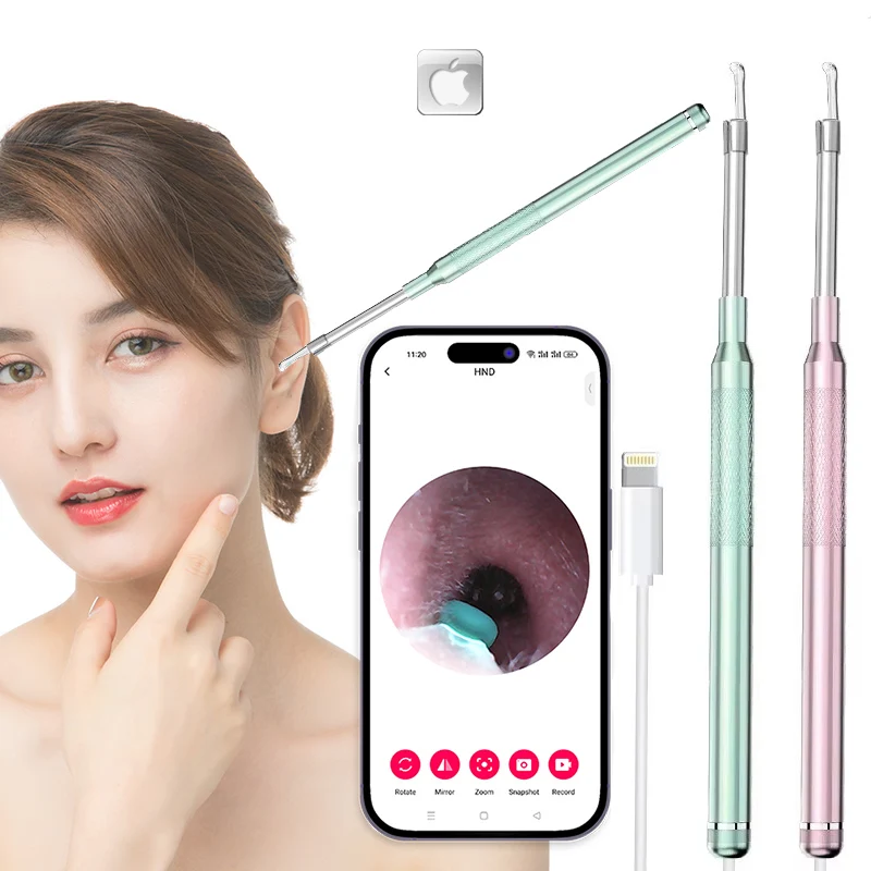 

Устройство для удаления ушной серы с камерой, ушной отоскоп 3,9 мм с 6 светодиодами для детей и взрослых, совместимое с iPhone и iPad