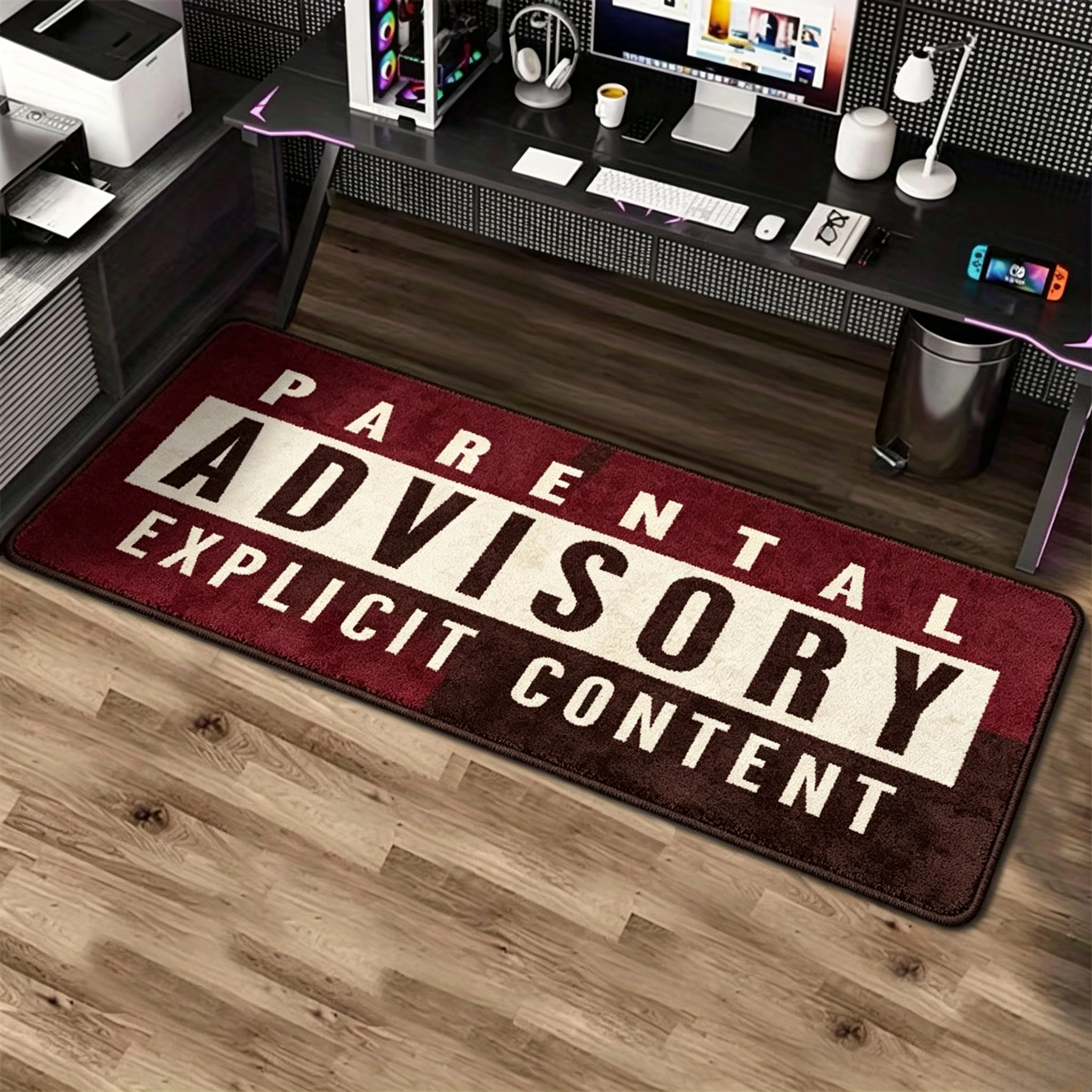 Street Culture Inspired Rug Distinct Text Floor Mat Chic Household Decor for Gaming Space Desk Bedroom Hallway Indoor Rooms