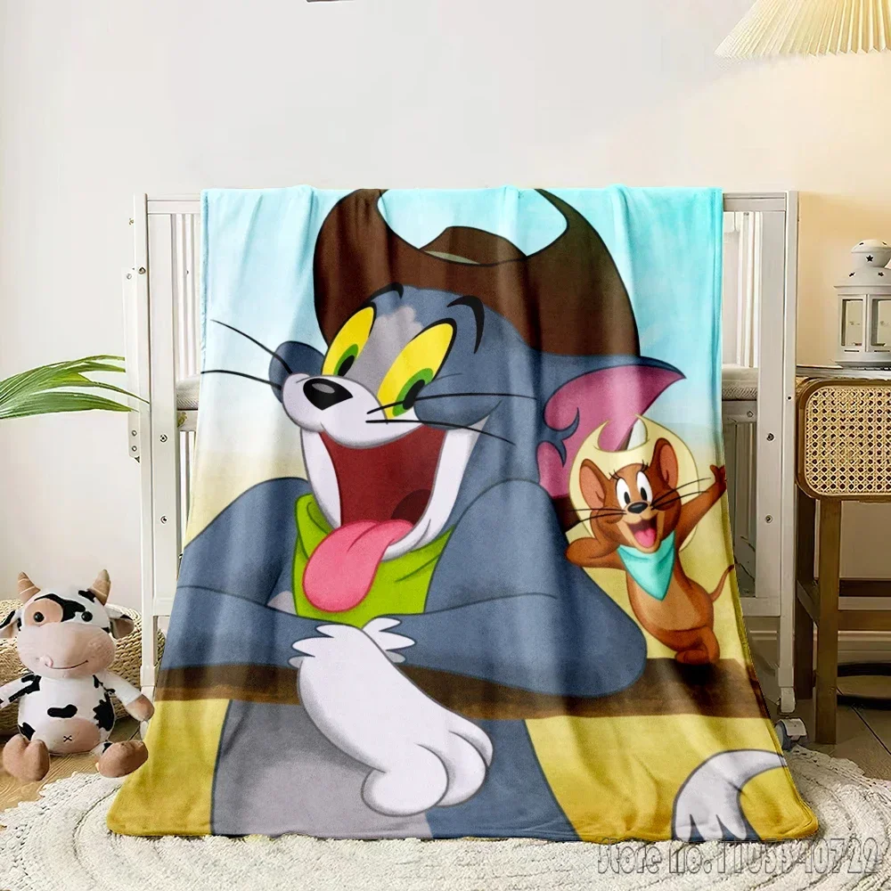 Tom and J-Jerry Cartoon 3D Printed Home Cute Kids Blanket Throw for Bed Sofa Decor Fleece Nap Blankets Boys Girls Children Gift