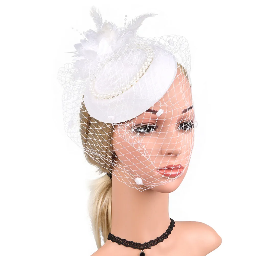 

Pearl Fascinator Headband Elegant Banquet Hat for Wedding Tea Party Bride Women Headdress Lightweight Fashion Hair Accessories