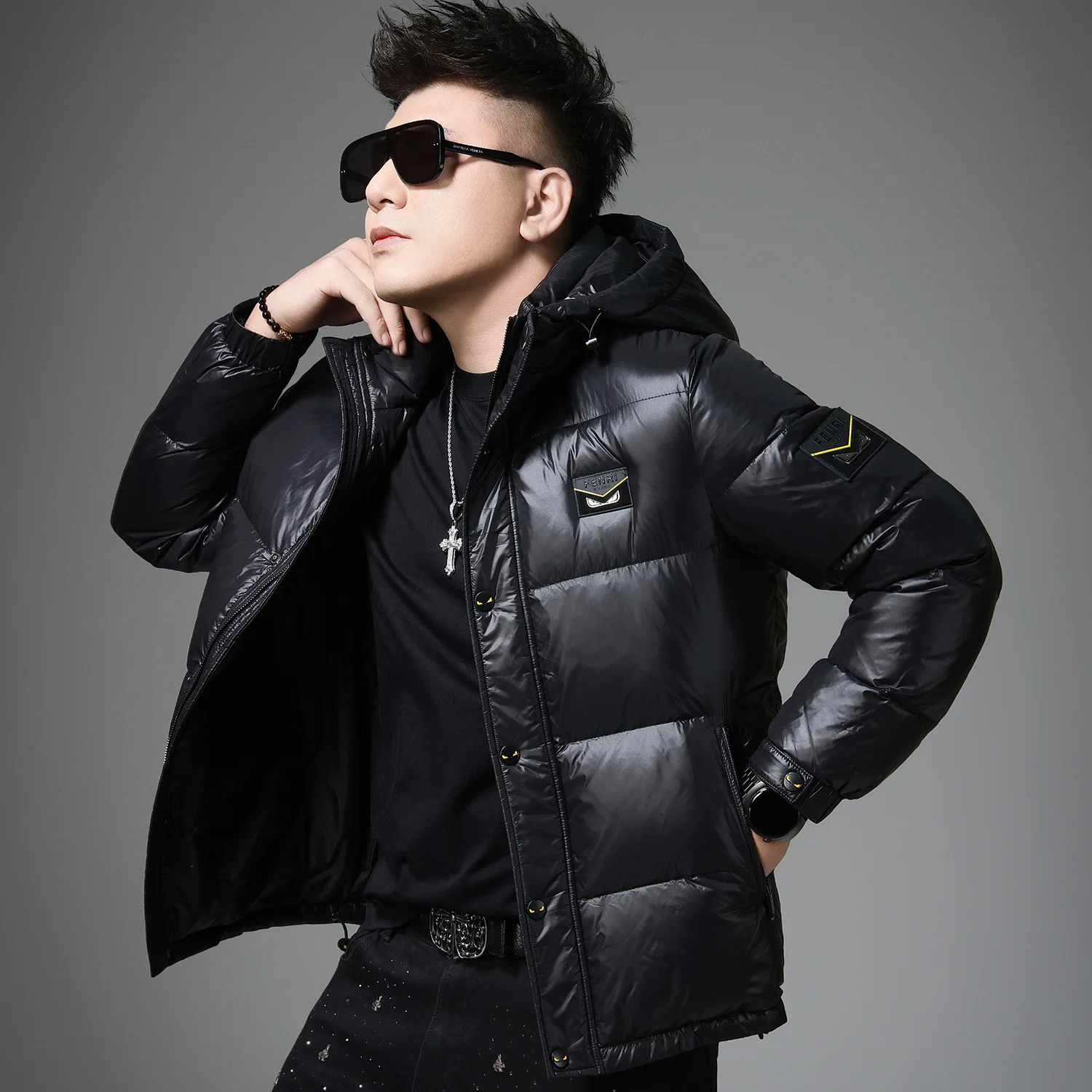 

Новая белая мужская зимняя куртка с капюшоном, утепленная пухом, теплая, морозостойкая, в европейском стиле, модная