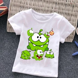 Om Nom Baby Girl Boy Cartoon Game Cut The Rope T-Shirt Children Funny Frog Short Sleeve Top Tees O Neck Kids Harajuku Tshirt top