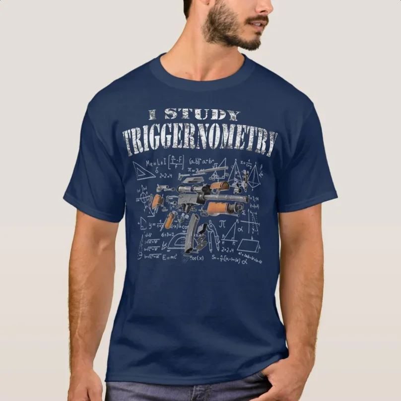 I Study Triggernometry AK-47 Assault Rifles T-Shirt 100% Cotton O-Neck Summer Short Sleeve Casual Mens T-shirt Size S-3XL