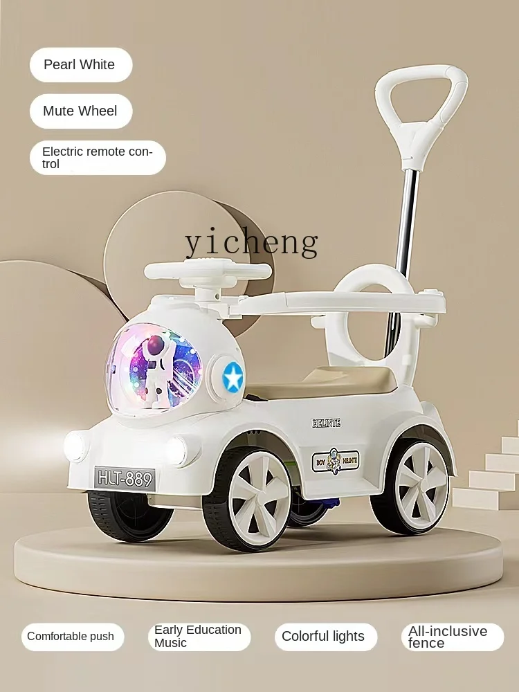 Tqh Swing Car Electric Motorcycle Children's Charging Sliding Lightweight Trolley 1-4 Years Old Anti-Rollover Luge