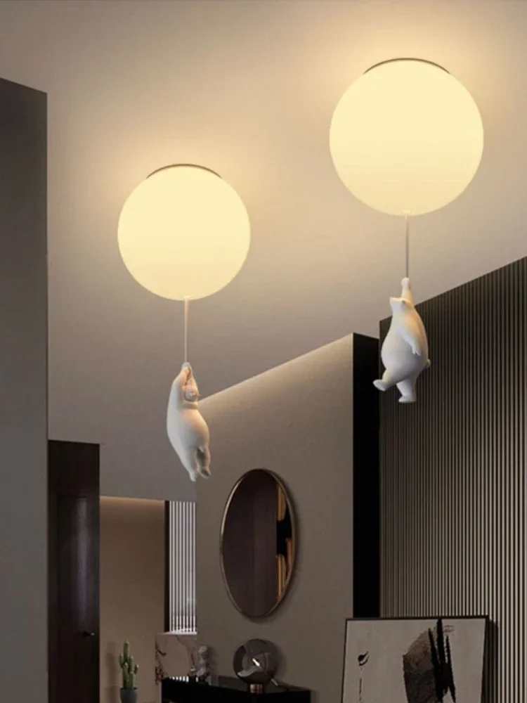 Nordycka Kreatywna Lampa Sufitowa w Kształcie Balonowego Misia, Kreskówkowa, do Pokoju Dziecięcego, Gabinetu, Sypialni, Żyrandol, Oprawa Oświetleniowa do Dekoracji Wnętrz — 2