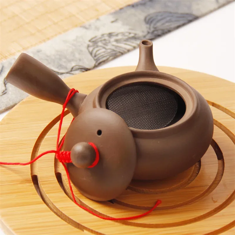Handmade Japanese Style Purple Clay Tea Pot Ceramic Side Handle Filter Creative Chinese Kung Fu Tea Set for Office