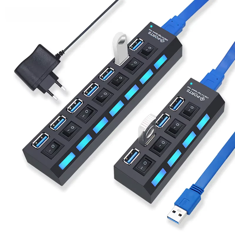 USB Hub 3.0 Hub USB 3 USB 2.0 Multi USB Splitter Power Adapter 4 Port Multiple Expander 2.0 with Switch for PC Accessories