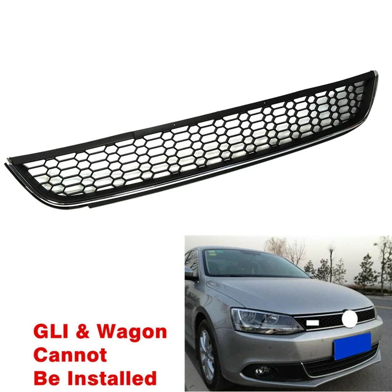 Chrome Front Bumper Honeycomb Lower Intake Grille Assembly For Jetta MK6 Sedan 2011-2014