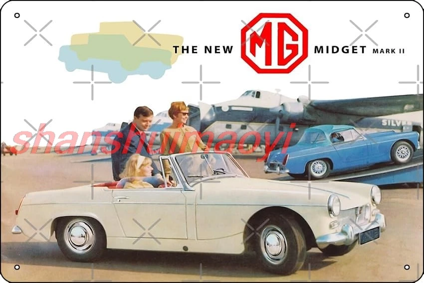 MG MIDGET Metal Print Metal Tin Sign 12 X 8 Inch Funny Man Cave Home Office Bar Decor sign