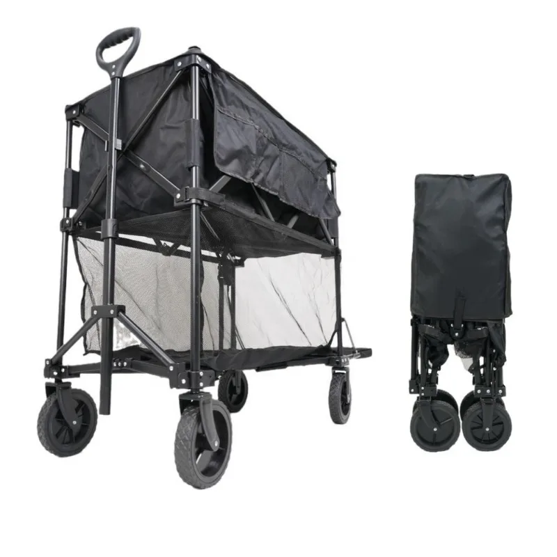 Outdoor Sports Baseball Cart Foldable Double Decker Stroller Stroller 2 Tie Folding Camping Wagon