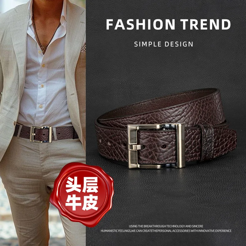 2025 New Design High-grade Leather Men's Belt With Business First Layer Cowhide Men's Belt