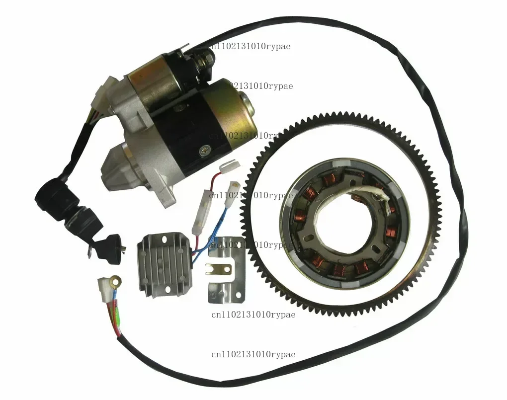For diesel 186F 9HP tiller 5KW generator W/starter motor toggle switch flywheel charging coil