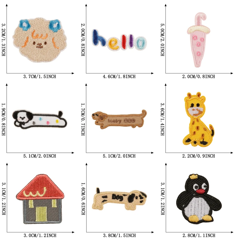 10 Stück Anime-Aufkleber, Aufnäher für Kleidung, zum Aufbügeln, viele gestickte Aufnäher zum Nähen, DIY, für Kinderjacken, Tiere, selbstklebende Stoffe – Detail 3