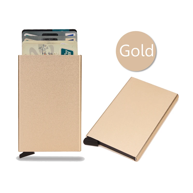 Rfid Smart Wallet Kaarthouder Metaal Dun Slanke Heren Dames Portefeuilles Pop-up Minimalistische Portemonnee Kleine Zwarte Portemonnee Portemonnees voor Heren