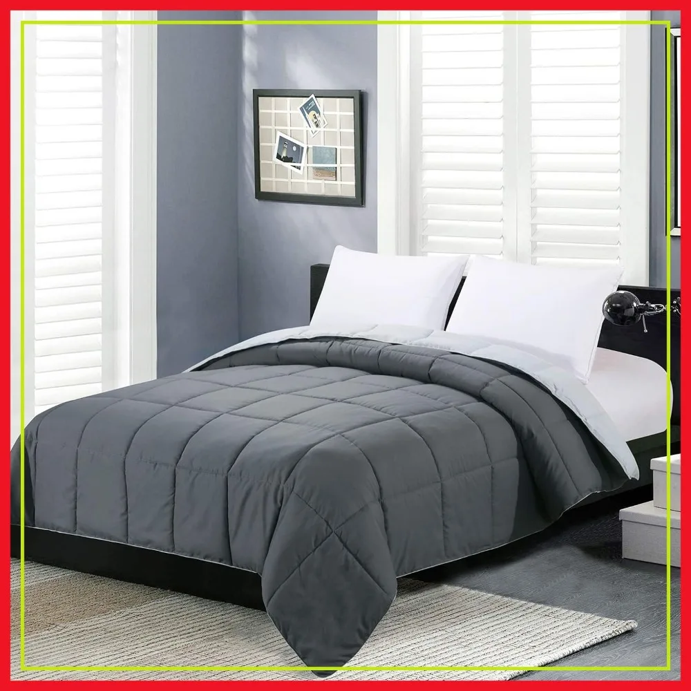 

Queen Size Comforter - Lightweight Down Alternative, Quilted All Season Reversible Bedding