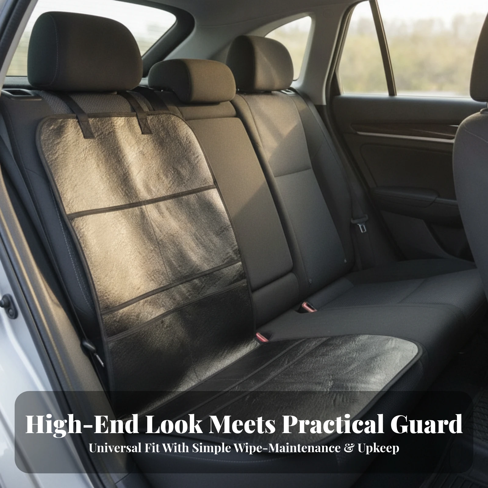Car Seat Back Protector Adjustable Car Kick Mat Seat Back Cover Quilted Soft Backing for Parents, Family Cars, Daily Commuting