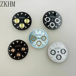 29.5mm VK63 quartz movement dedicated six pin literal white panda dial green luminous dial watch accessories