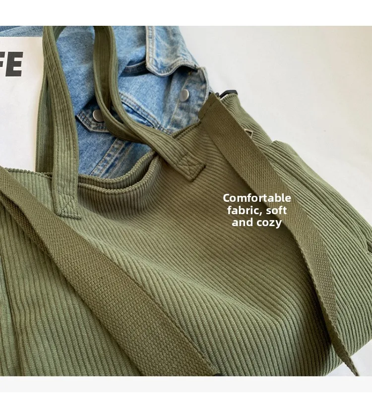 Neue Damen-Umhängetasche aus Cord, große Kapazität, Pendler-Tasche für Arbeit, Uni, tägliche Nutzung, Handtasche, Umhängetasche – Detail 5