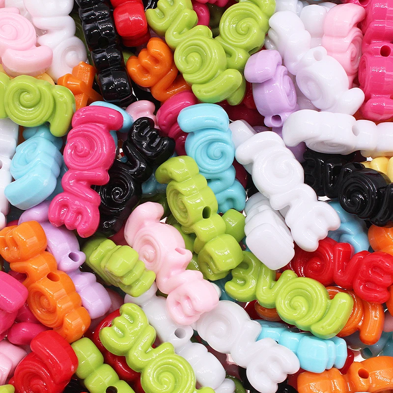 

31MM CREAM ACRYLIC LETTER BEADS CUTE PERFORATED BEADS DIY BEADED MOBILE PHONE CHAIN NECKLACE ACCESSORIES ACCESSORIES