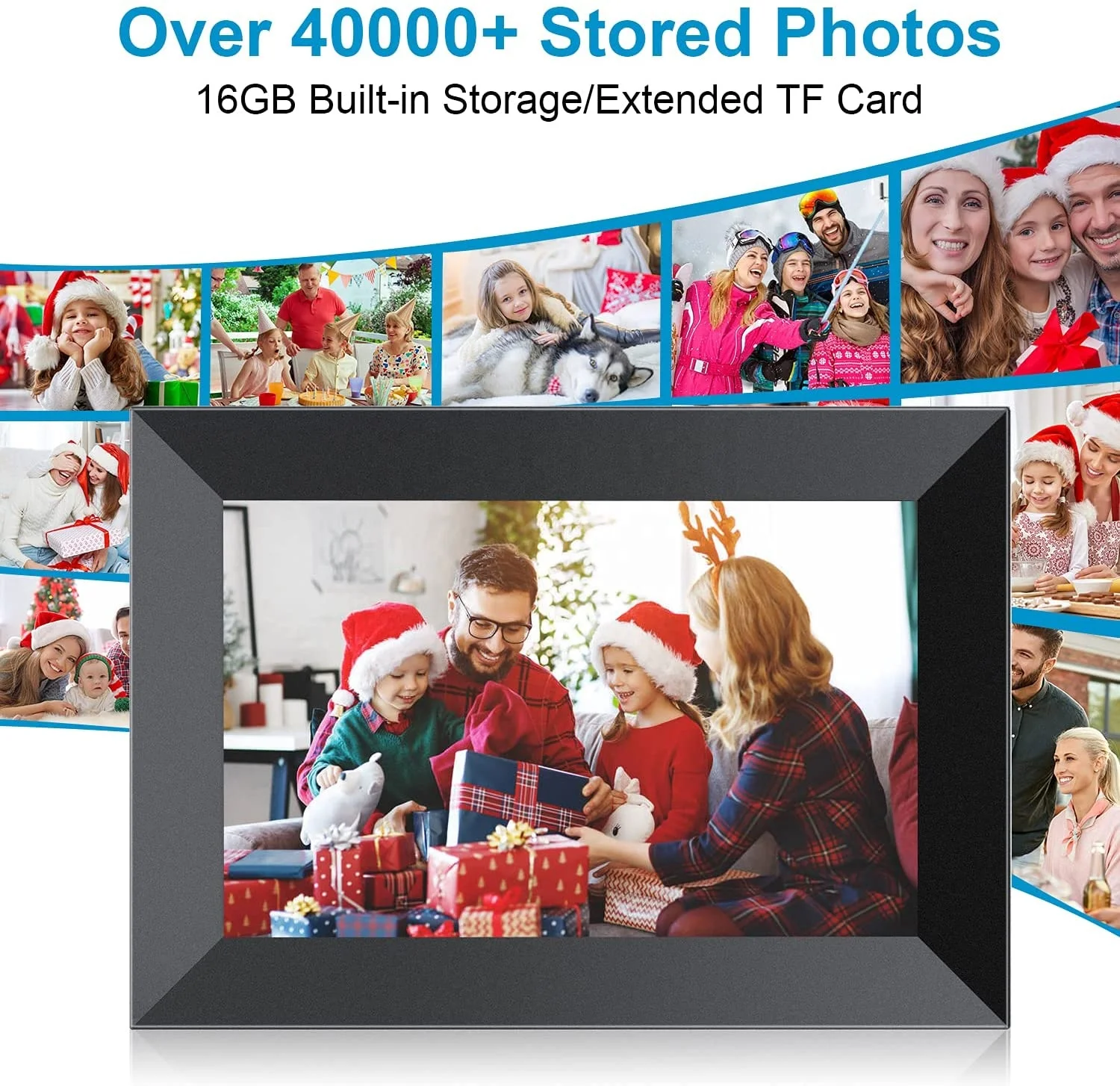 Cyfrowa ramka na zdjęcia o przekątnej 10 cali, inteligentna ramka na zdjęcia z ekranem dotykowym IPS, wysyła zdjęć wideo za pośrednictwem FRAMEO