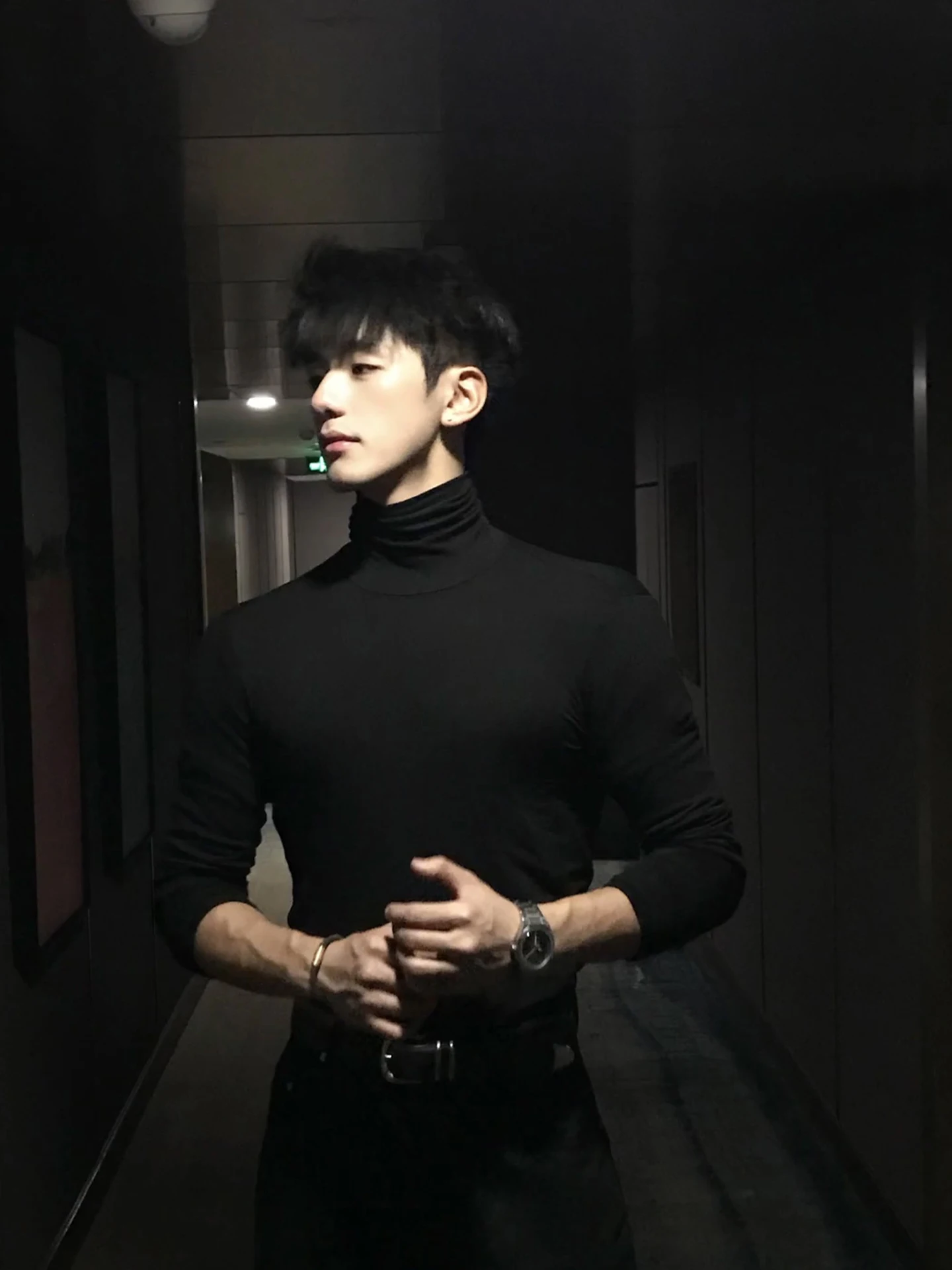 

Warm Fce Lined Thiened High Collar Men's Sweater Bla Cleanfit Sli Inner Wear Base Layer for Autumn Winter