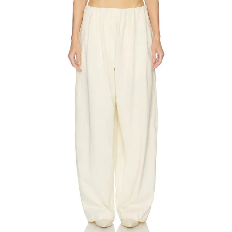 Women's Embroidered Pants, Casual Wide-Leg Trousers, 100% Cotton Straight-Leg Pants Set, 2026 Spring New Arrival, Y2K Style