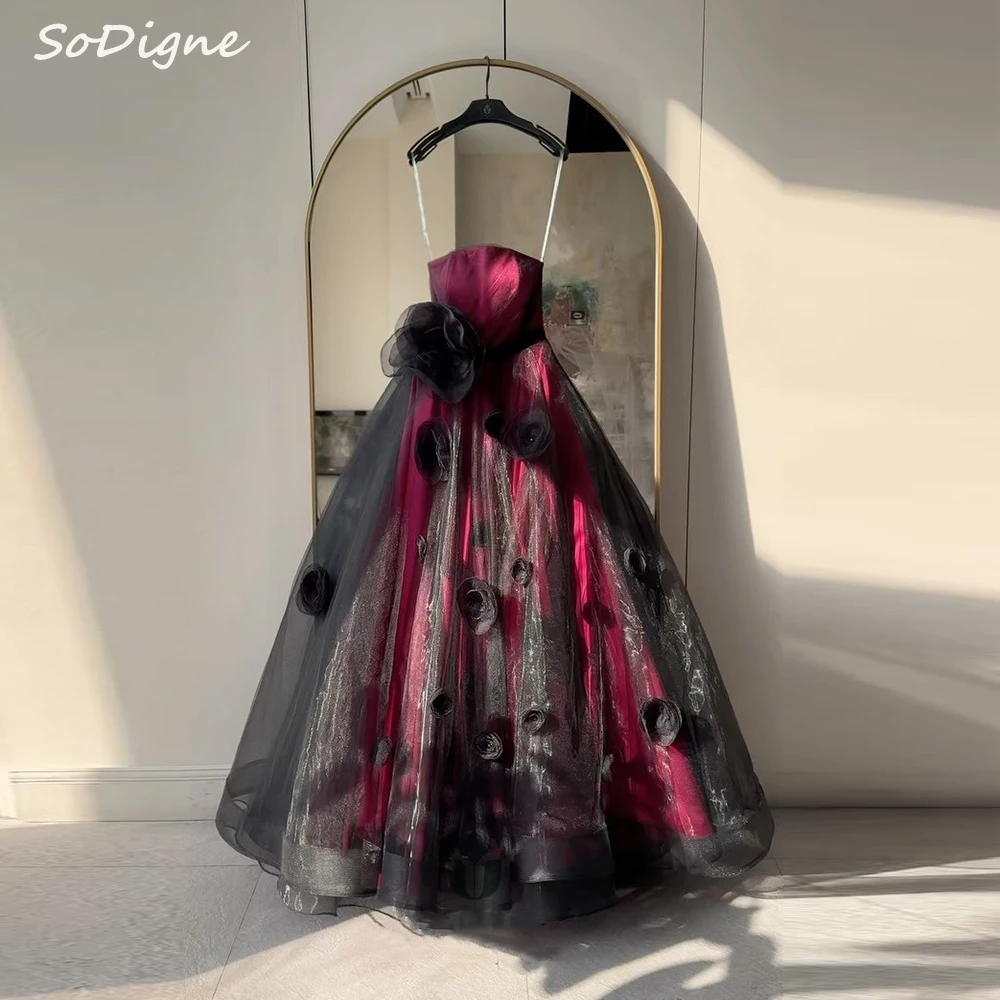 

SoDigne A-line Fantasy Gothic Black Wedding Dress Sleeveless Strapless Bride Dress Long Civil Bridal Gown Halloween Customized