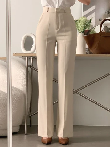 

Шикарные осенне-зимние повседневные брюки, женские маленькие дизайнерские эластичные расклешенные брюки, длинные брюки с высокой талией