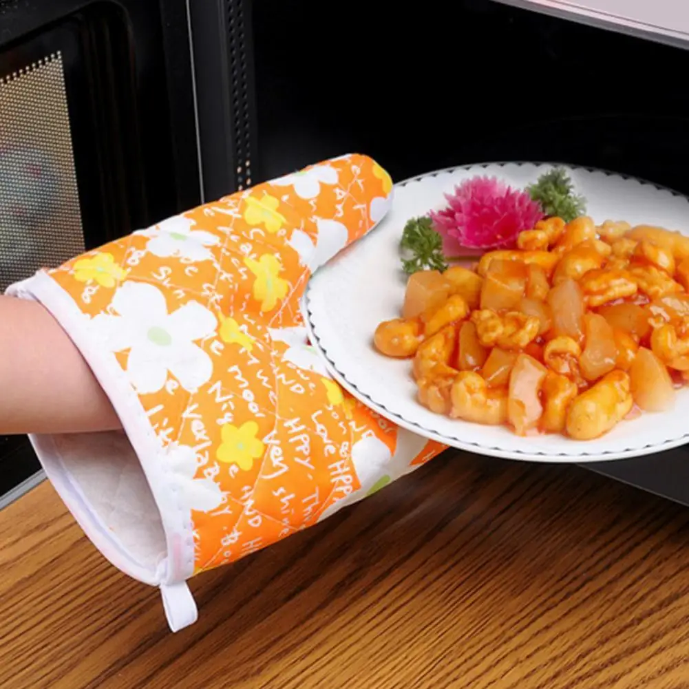 2 Pcs/Set Gloves Heat-Resistant Thickened Anti-deformed Heat Insulation Baking Microwave Gloves Slip-resistant Kitchen Tools