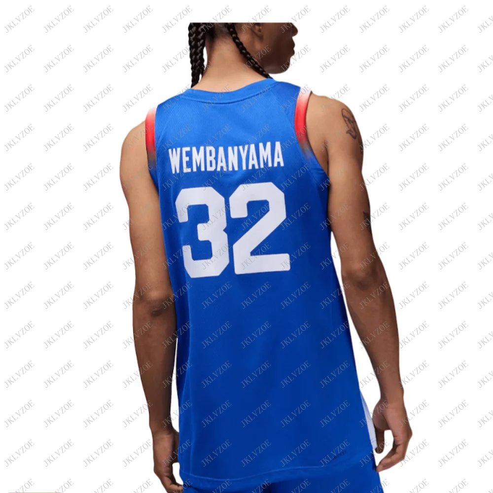 France Unisex Train Basketball Jersey Clothes Vest T Shirt Boys Men Tee Top 32 Singlet Waistcoat Limited Sportswear Wembanyama