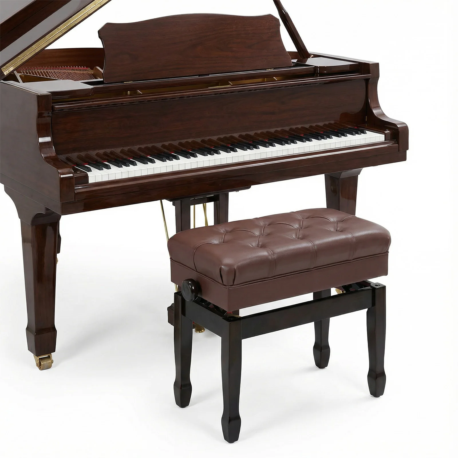 

Одноместный деревянный стул для пианино с книжной полкой, регулируемый по высоте, дышащий, для дома/музыкальной комнаты/класса