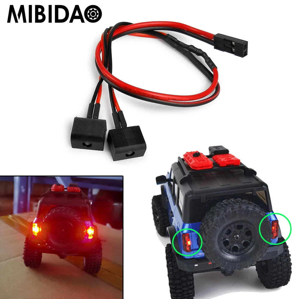 MIBIDAO Simulation Rear LED Tail Light for Axial SCX24 AXI00006 Bronco 1/24 RC Model Crawler Car Model Upgrade Parts