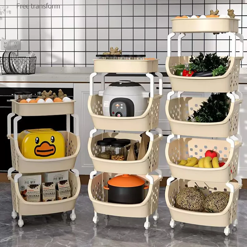 

New Multi-Layer Household Kitchen Storage Baskets Plastic Multifunctional Vegetable And Fruit Racks Can Be Stacked For Storage