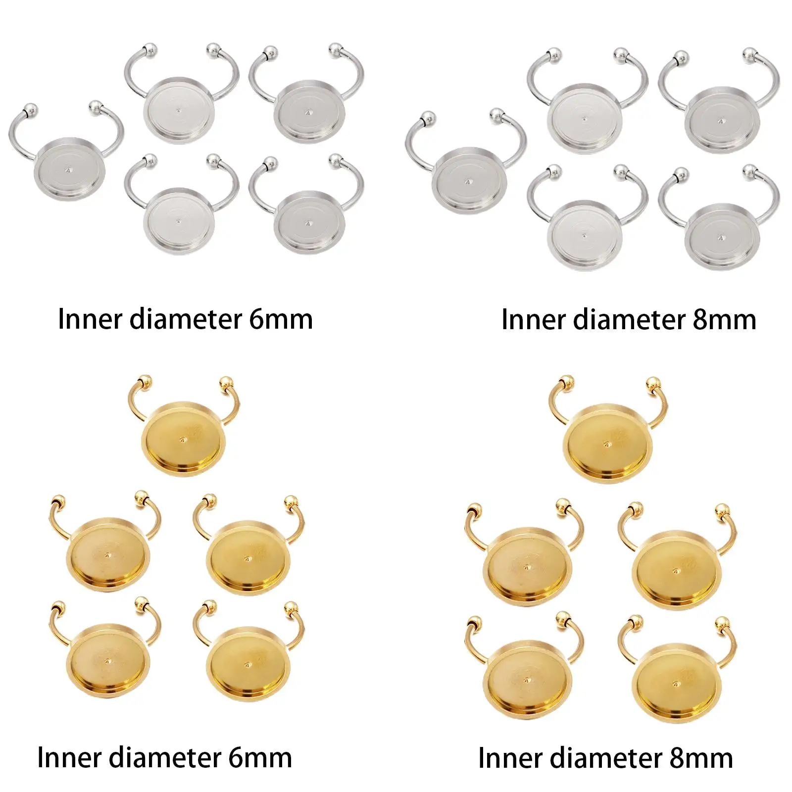 Aço inoxidável Anéis Base Configuração, Jóias Fazendo Suprimentos, 5Pcs