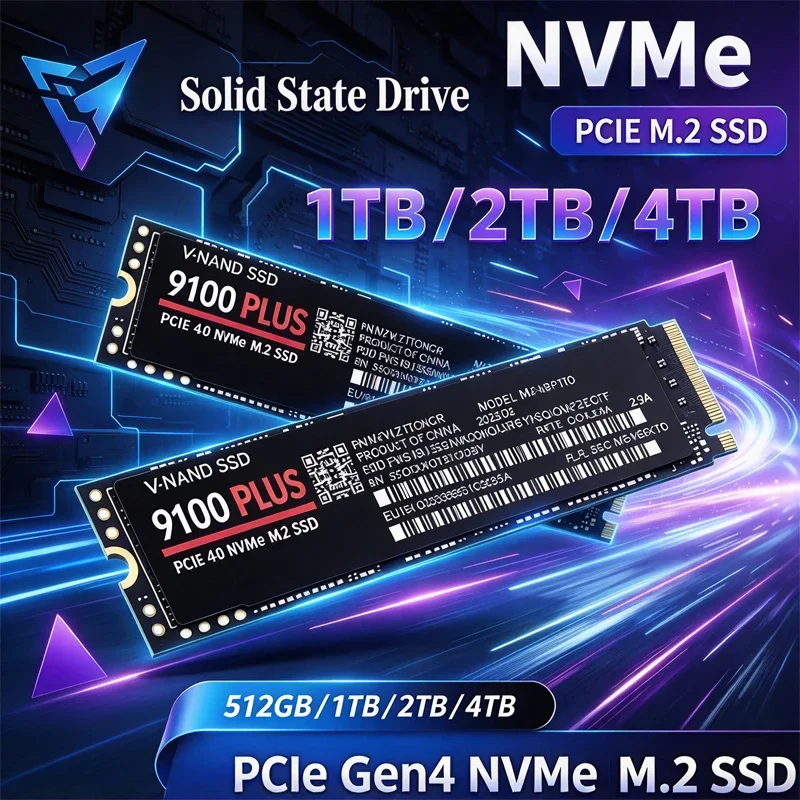 M.2 NVMe SSD 9100 PLUS PCIe Gen4.0  TLC 3D NAND 500GB 1TB 2TB 4TB 2280 Internal Solid State Drive for PC Laptop