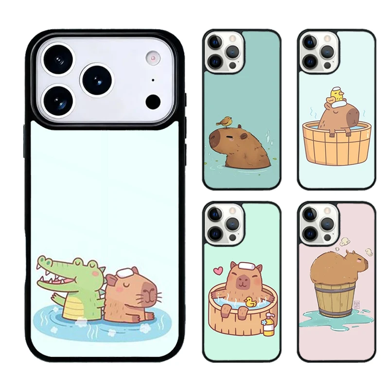 Funda para Teléfono Capybara Spa para iPhone 17 Pro Max, Air 16e, 15 Plus, 14, 13, 12, 11 Pro Max, Carcasa Trasera
