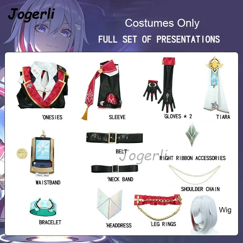 Jogerli Honkai: disfraces de Cosplay de topacio de Star Rail, disfraz de cuero Pu para mujer, traje de juego de rol, peluca, ropa de Halloween; 6,r'8;p'