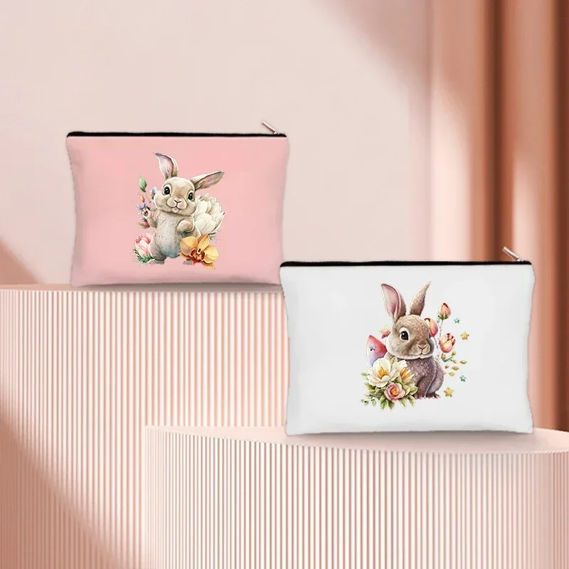 

Kawaii Bunny Travel Cosmetic Organizer Outdoor Necessity Toiletry Makeup Bag Sshool Pencil Case for Girl Fashion Purse Wallet