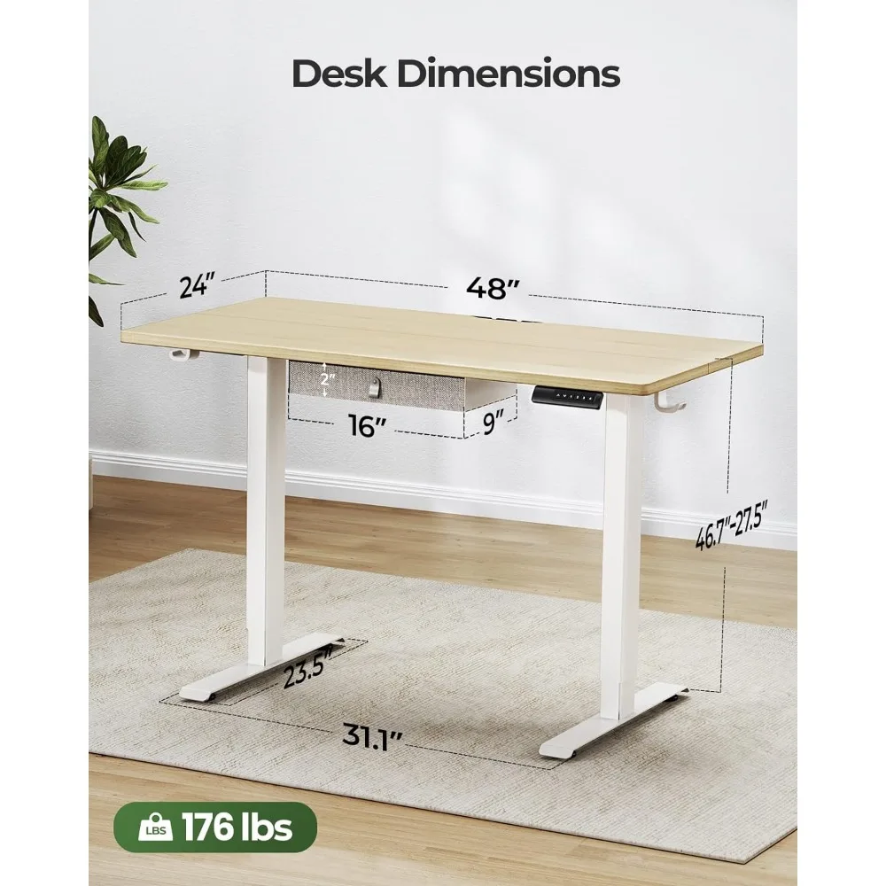 TZESD12N Home-Office-meja kerja, 48 24 Inch, Maple