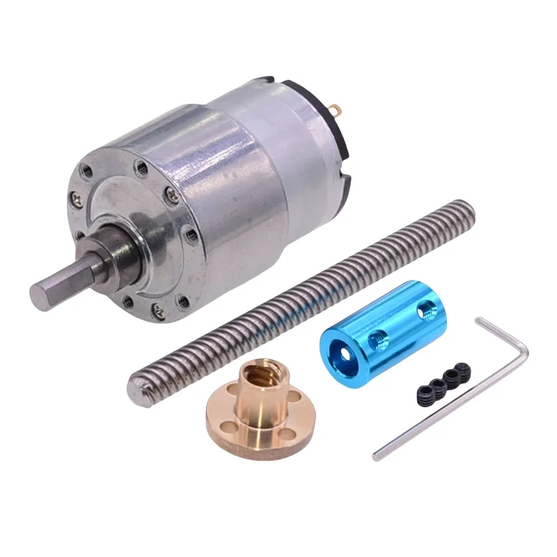 6V12V24V JGB37-520 DC Gear Motor With 100~500mm T8 Extended Shaft/Lead Screw Coupling Flange Large Torque Low Speed CW/CCW DIY