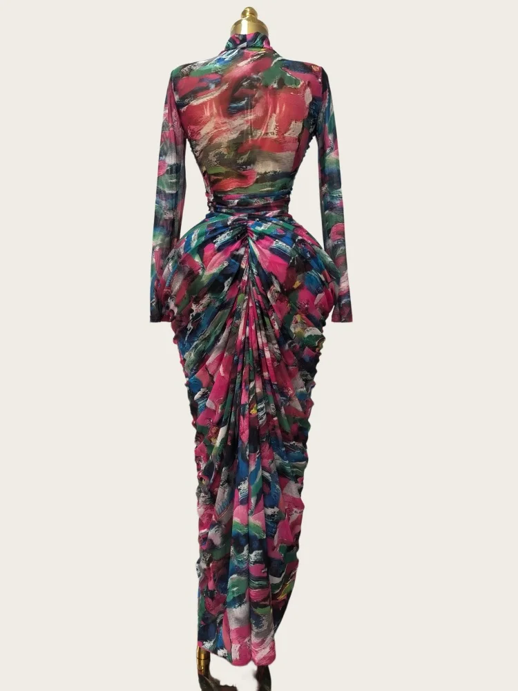 GLCMYAYA Tie Dye Printed Women Set Wrap Crop Top + Ruched Maxi Skirt 2026 Summer Beach Vacation Birthday Two Piece Set Outfits