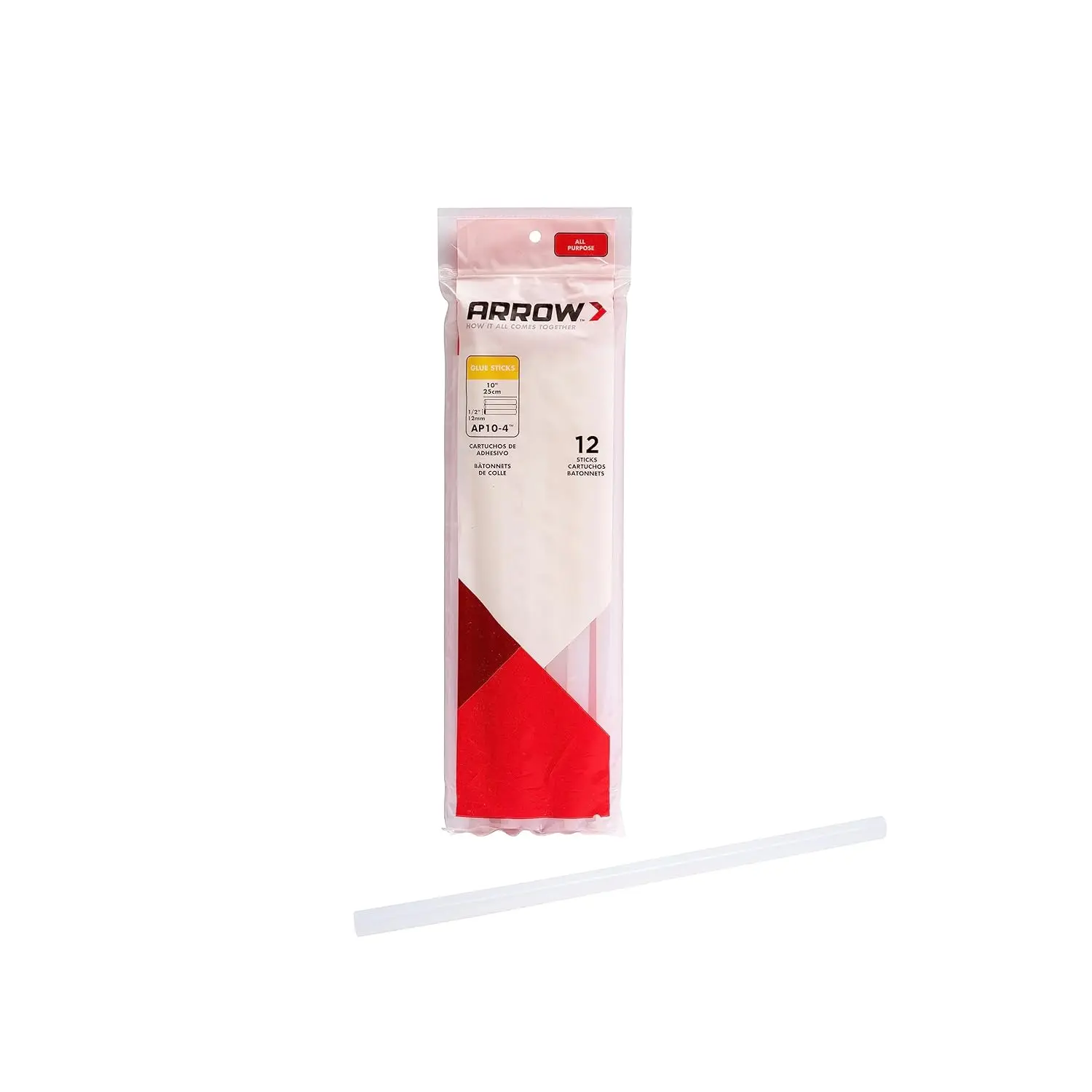 

All Purpose Glue Sticks for Hot Glue Guns, 10-Inch x 1/2-Inch, Clear, 12-Pack, for High and Low Temp Crafting and Repairs