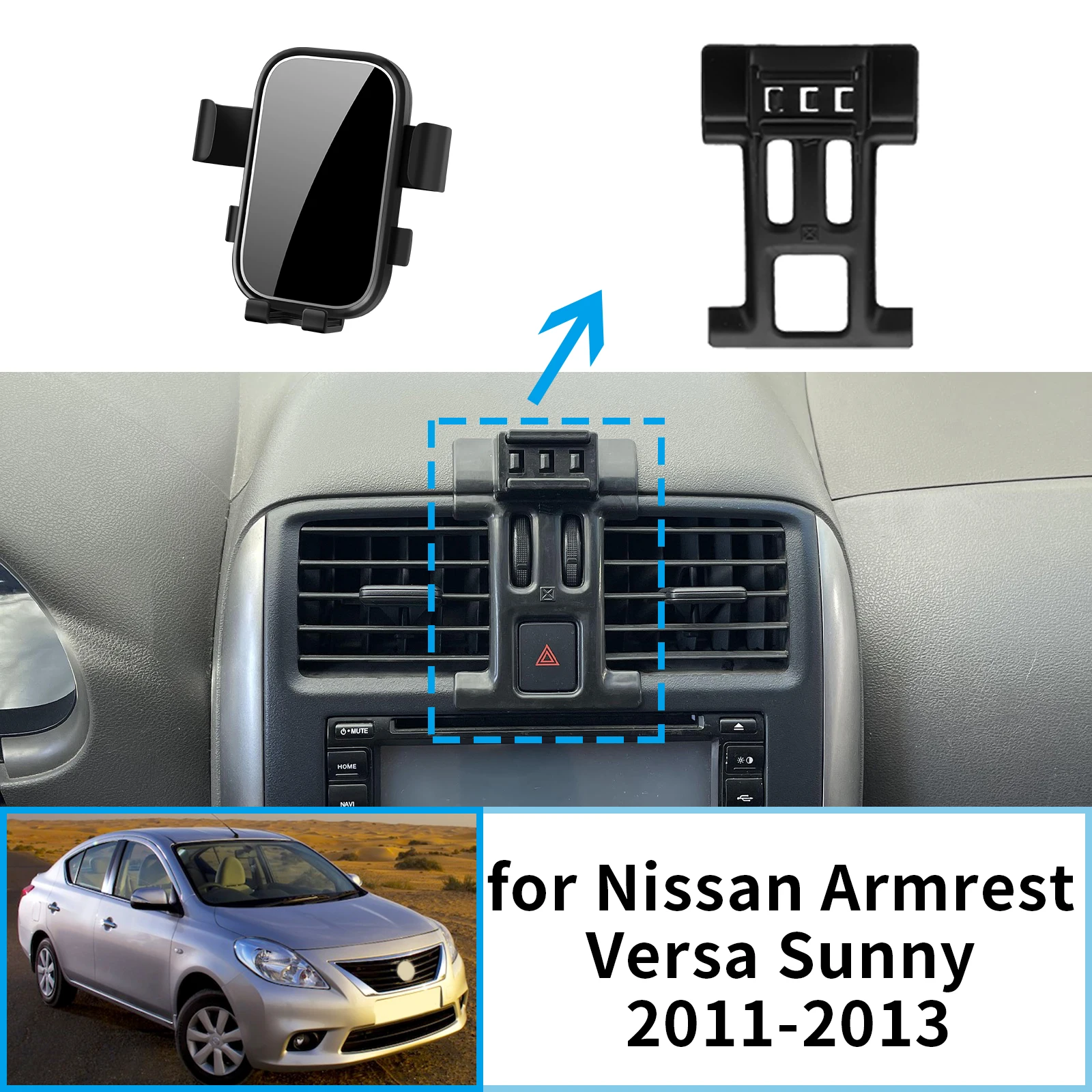 

for Nissan Armrest Versa Sunny N17 2011 2012 2013 Car Mobile Phone Holder Stand Auto GPS Bracket Navigation Accessories