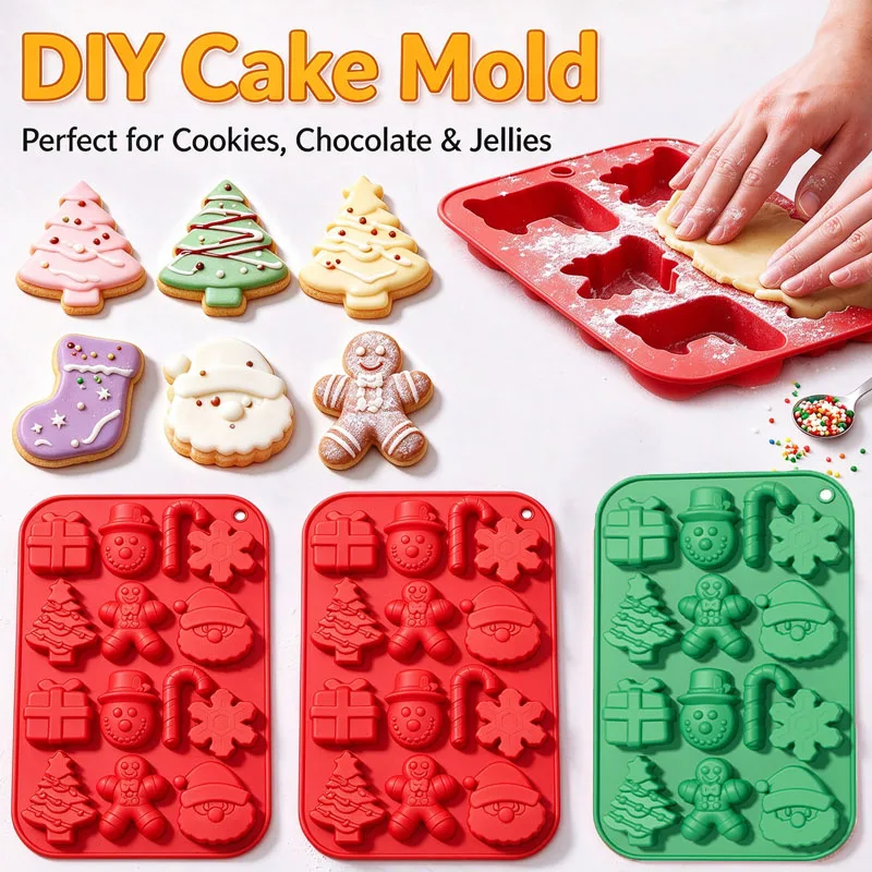 1-20PCS Christmas Silicone Mold Santa Claus Gingerbread Man Tree Design Baking Tool for Chocolate Soap Candle Cake DIY Crafts