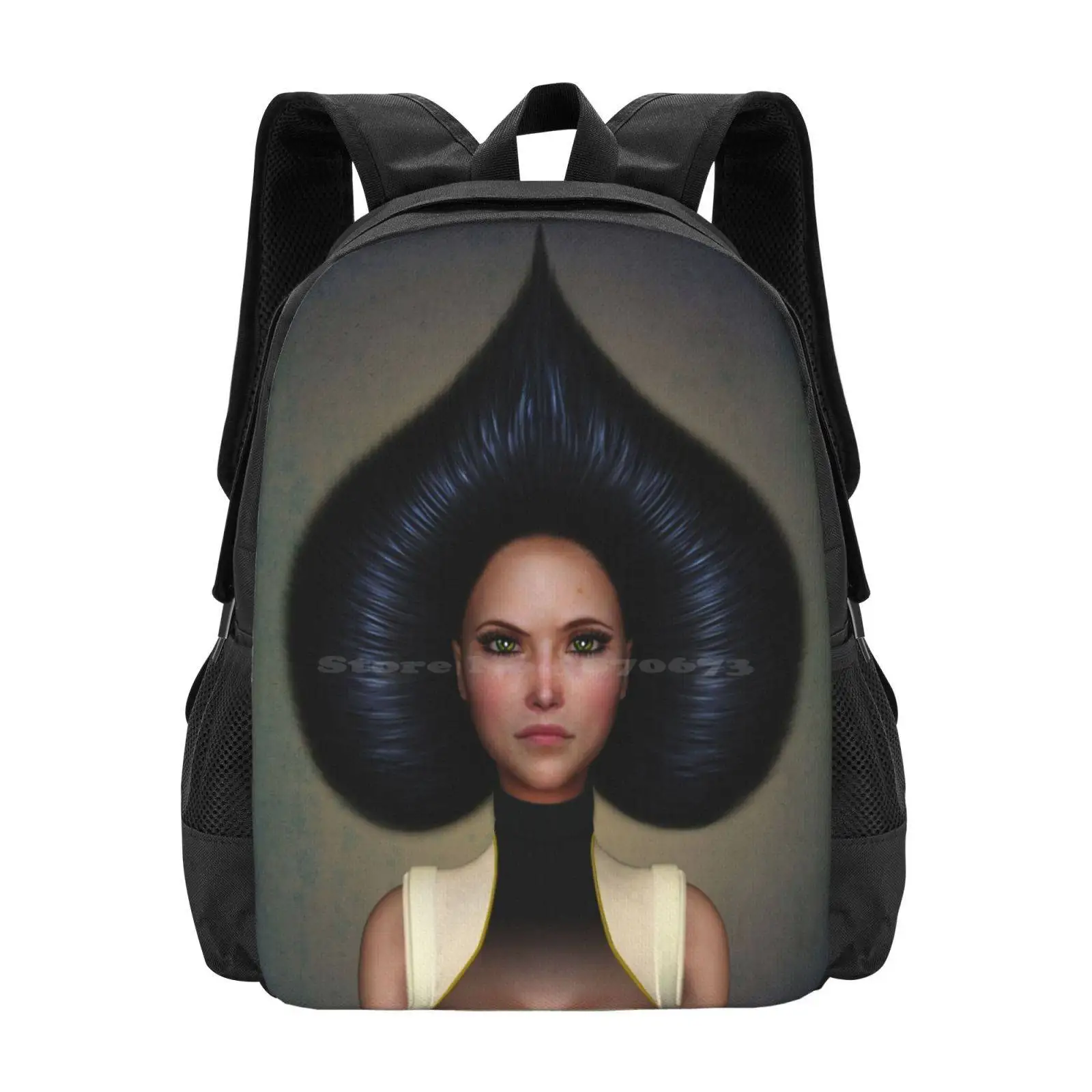 Queen Of Spades-mochila para portátil de viaje, bolso escolar con retrato de mujer, Cara de peinado, surrealismo de fantasía de emoción