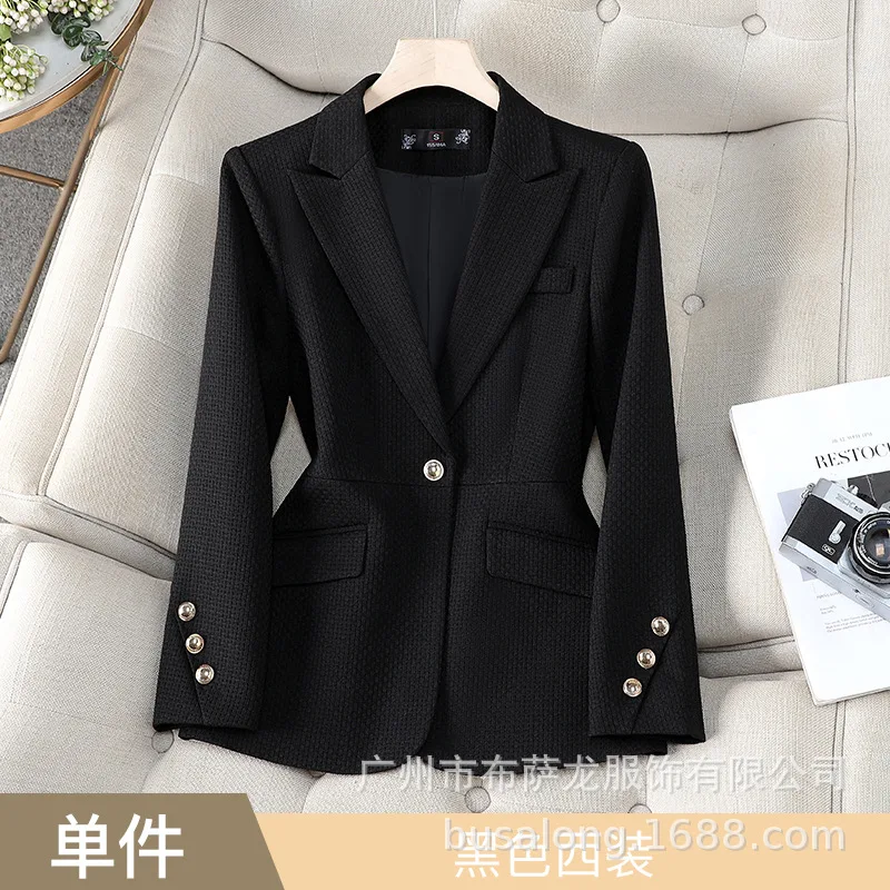2025New بدلة على الموضة أنيقة المرأة عادية كم طويل سترة المهنية المرأة الرسمية سترة واحدة Workwear8886
