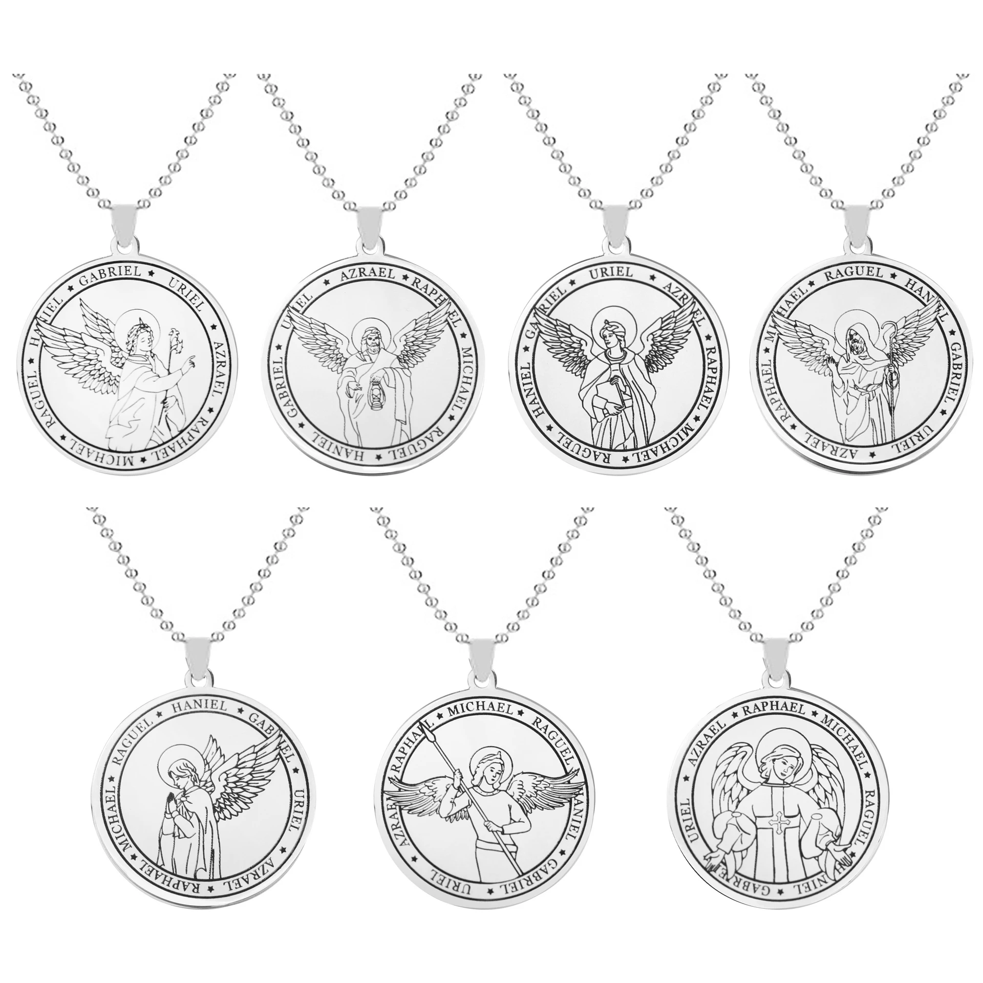 Mode Erzengel Saint Michael Medaille Halskette für Frauen Männer Edelstahl Kette Schutz Geschenk Schmuck Amulett Geschenke